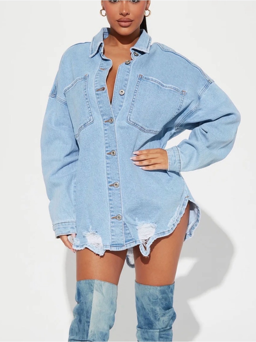 NWT Oversized Denim Shacket - light wash